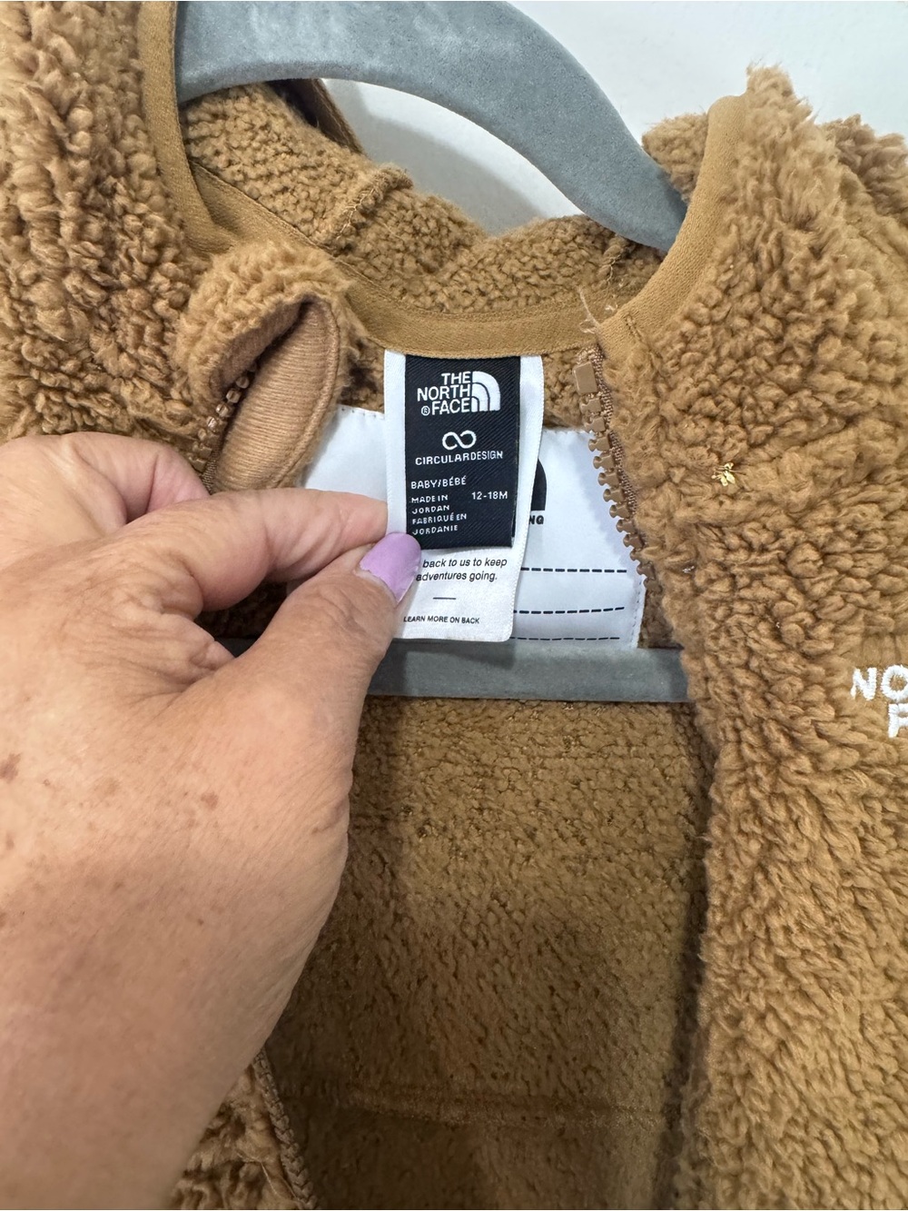 The North Face Toddler Brown Teddy Fleece One-Piece - Picture 3 of 6